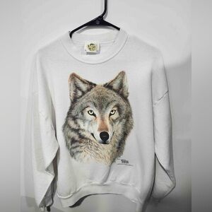 Absolute Stunner White Wolf Graphic Crewneck sweater